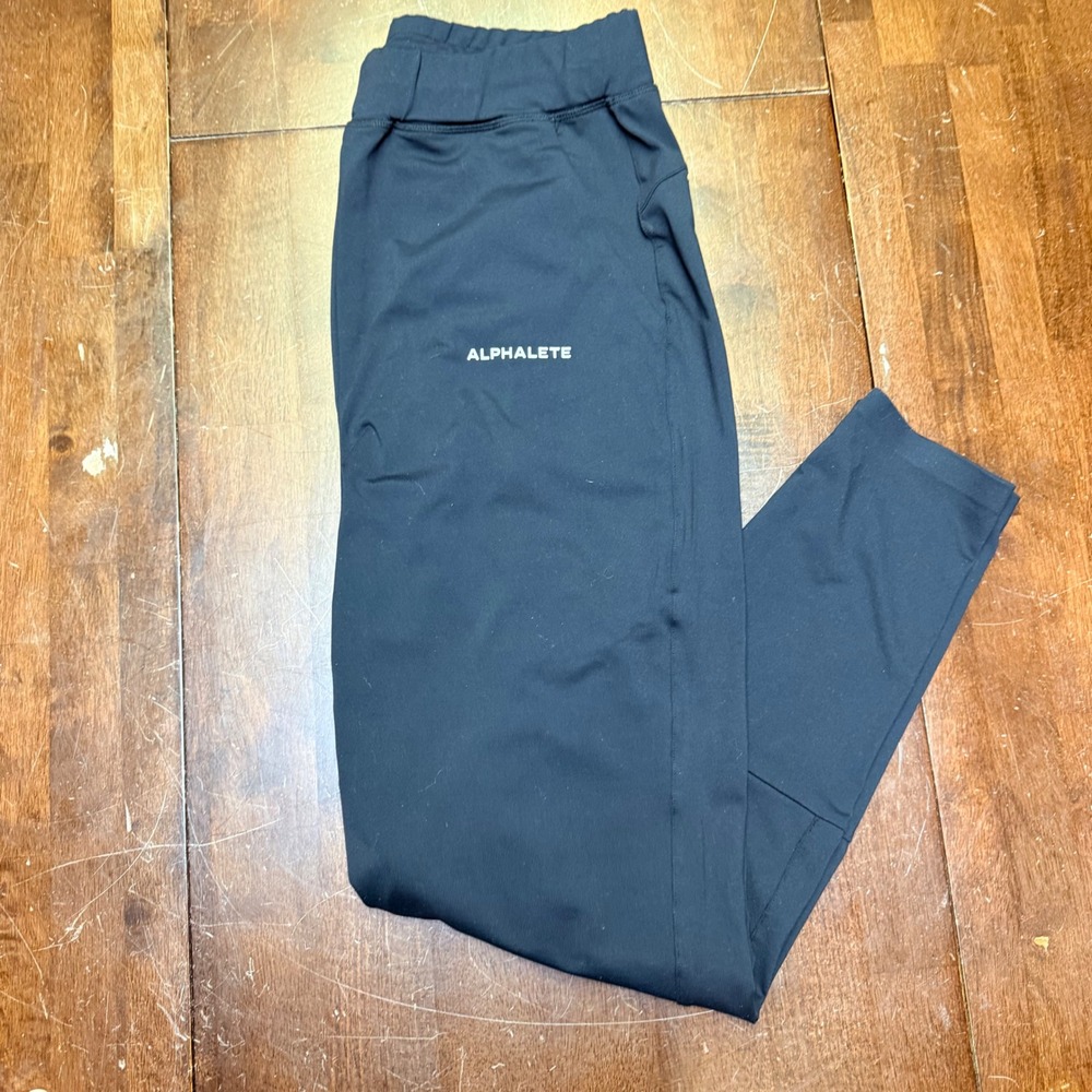 Alphalete Joggers Mens Large Black Performance Training Pants Tapered Fit Slim
